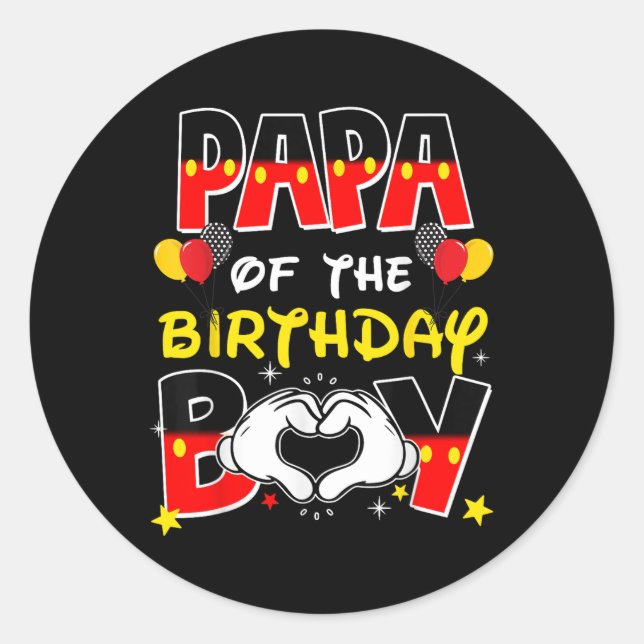 Dad And Mum Papa Of The Birthday Boy Family Party  Classic Round Sticker (Front)