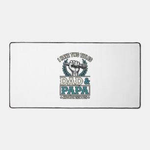 Dad And Papa Rock Titles Vintage Microphone Shirt_ Desk Mat