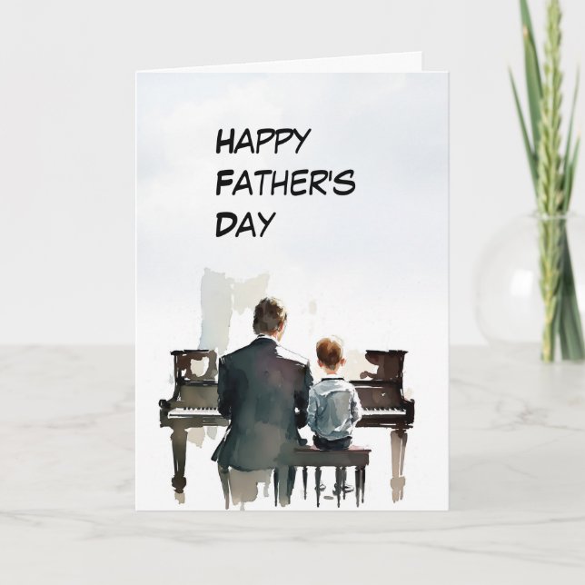 Dad and Son at the piano Father's Day card (Front)