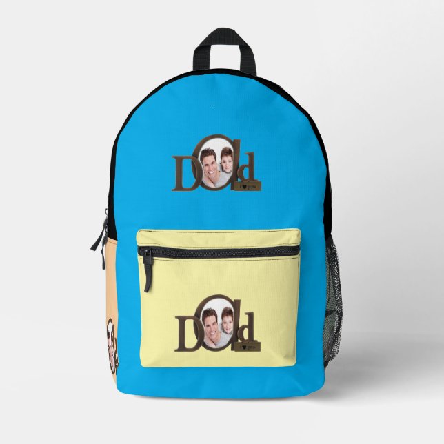 Dad And Son - Dad and Son Photo Frame Printed Backpack (Front)