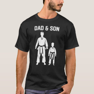 Dad and Son Fighters in Black Belt Uniform T-Shirt