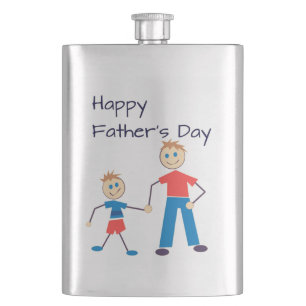 Dad and son happy father's day hip flask