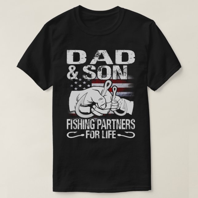 dad and Son Matching Shirts Fishing Partners for L (Design Front)