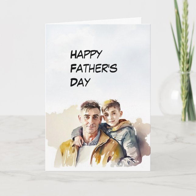 Dad and Son take a break Father's Day card (Front)