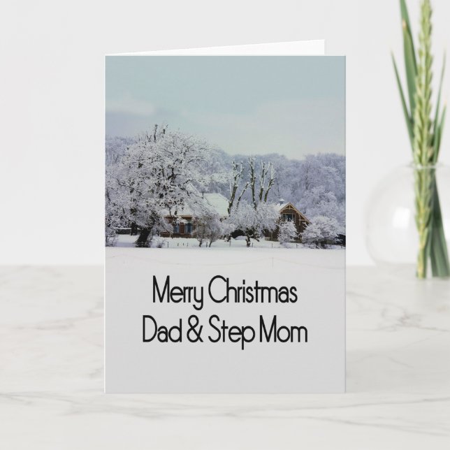 Dad and Step Mum Merry Christmas card (Front)