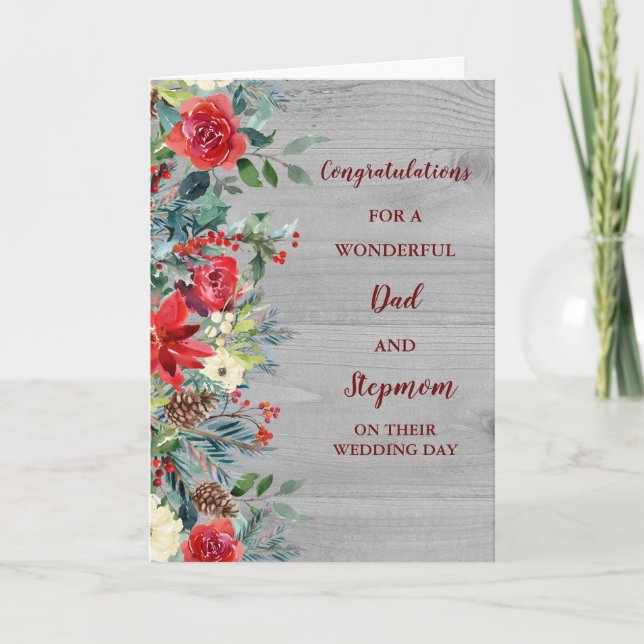 Dad and Stepmom Wedding Day Congratulations Card (Front)