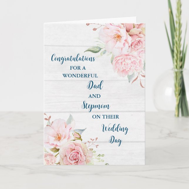 Dad and Stepmom Wedding Day Congratulations Card (Front)