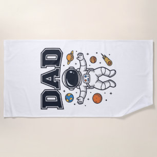 Dad Astronaut Space Vector Shirt Design_1 Beach Towel