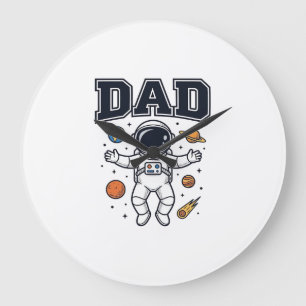 Dad Astronaut Space Vector Shirt Design_1 Large Clock