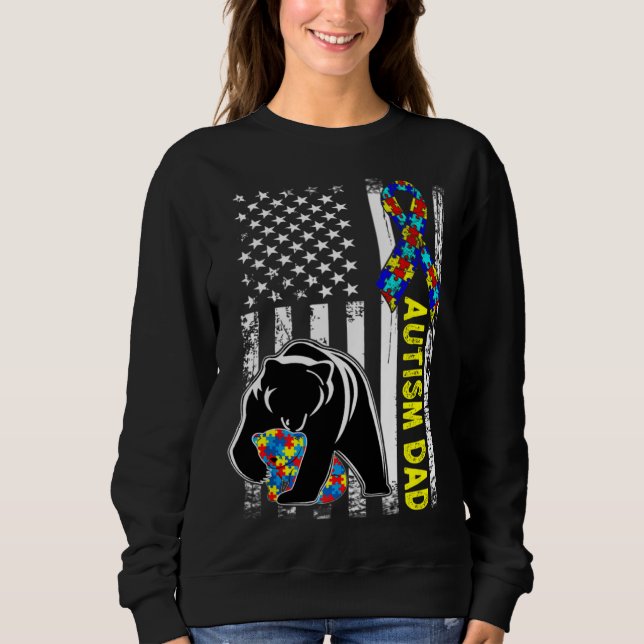 Dad Autism Awareness American Flag Fathers Day for Sweatshirt (Front)
