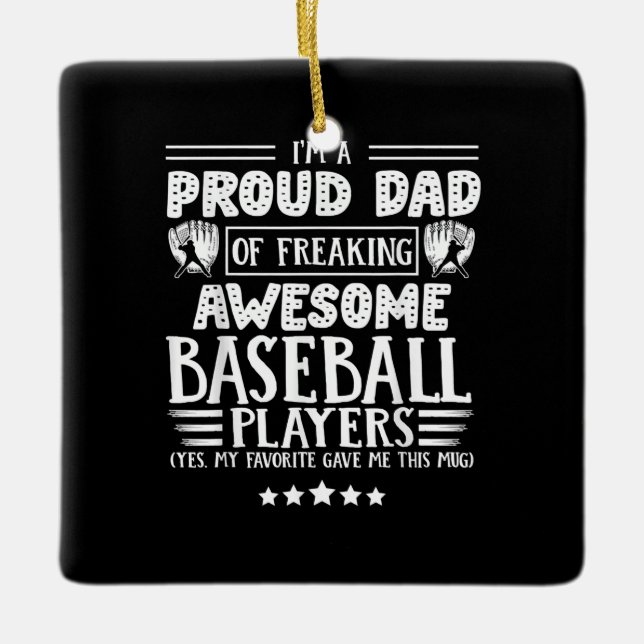 Dad Awesome Baseball Players Ceramic Ornament (Front)