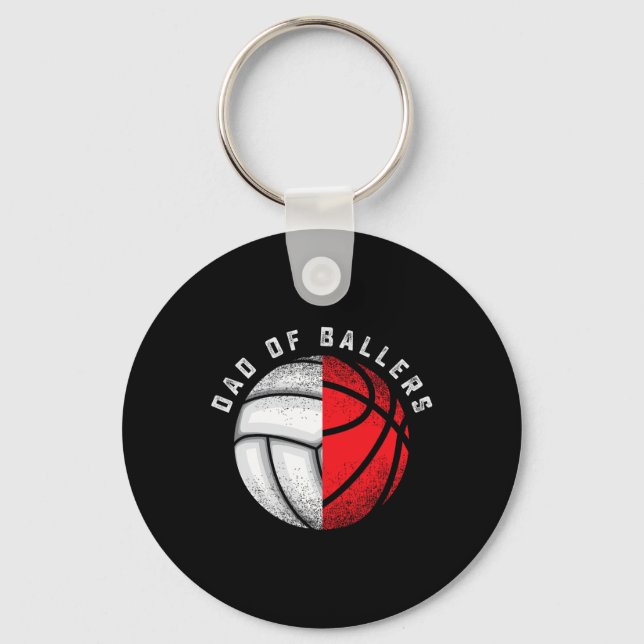 Dad Ballers Funny Volleyball Basketball Gift Son D Key Ring (Front)
