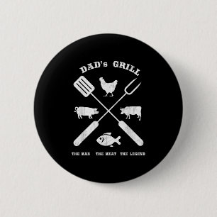 Dad Barbecue Grill The Man Meat Legend Funny Grill 6 Cm Round Badge