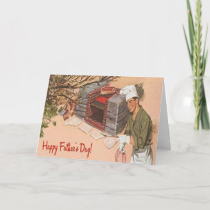 Dad Barbeque BBQ Retro Ad Vintage Father's Day Card