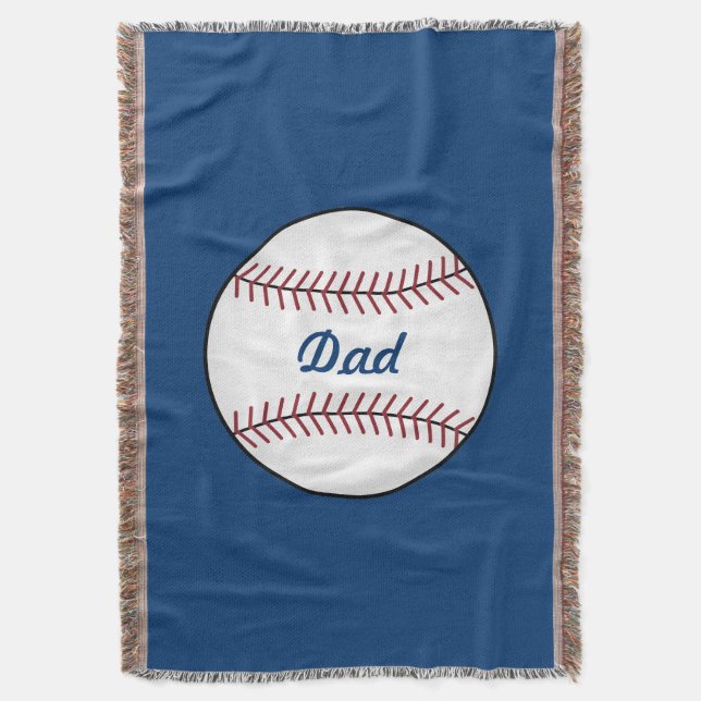 Dad Baseball Throw Blanket (Front Vertical)