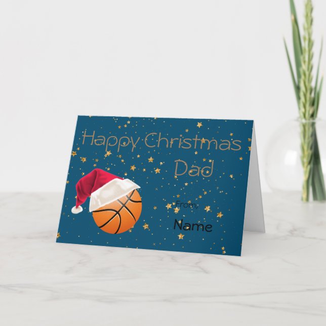 Dad Basketball Sports Christmas Personalised Holiday Card (Front)