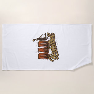 Dad Basketball Vintage Engraving Shirt Design_1 Beach Towel