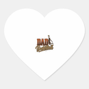 Dad Basketball Vintage Engraving Shirt Design_1 Heart Sticker
