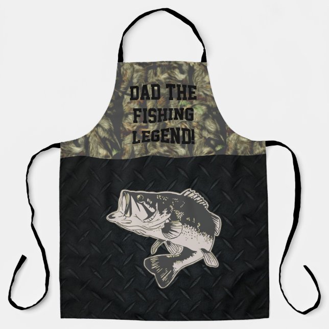 Dad Bass Fishing Legend Sports Camo Apron (Front)