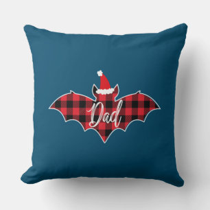Dad Bat Christmas Papa Pajama Red Plaid Buffalo Cushion