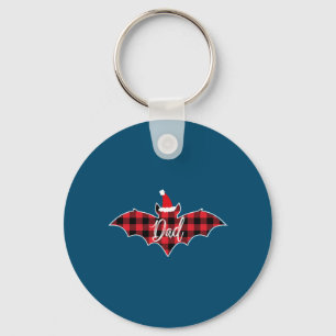 Dad Bat Christmas Papa Pajama Red Plaid Buffalo Key Ring