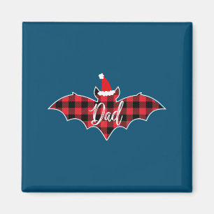 Dad Bat Christmas Papa Pajama Red Plaid Buffalo Magnet