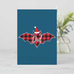 Dad Bat Christmas Papa Pajama Red Plaid Buffalo Thank You Card