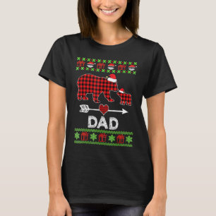 Dad Bear Santa Red Plaid Family Pyjamas For Christ T-Shirt