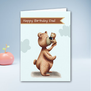 Dad Bear with Cub Father Personalised Birthday Card