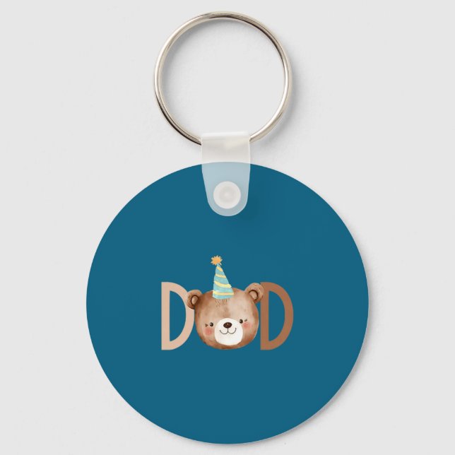 Dad Beary First Birthday Shirt Matching Family Out Key Ring (Front)
