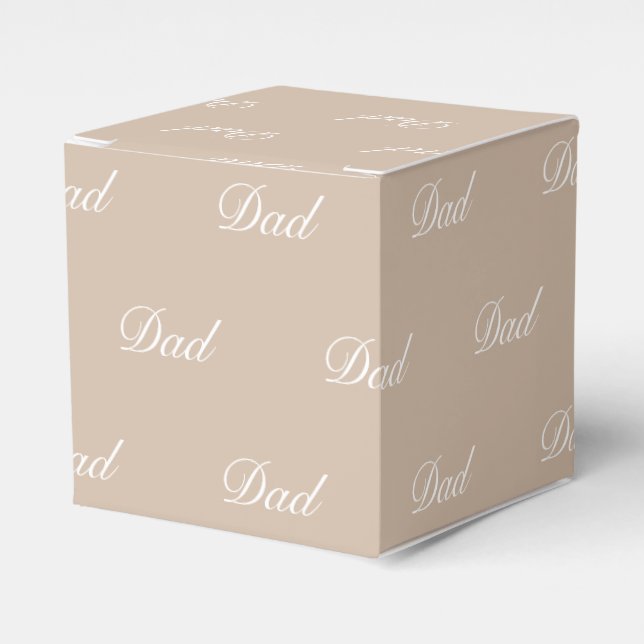 Dad beige tan white custom script elegant chic favour box (Front Side)