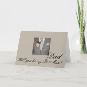 Dad Best Man request Grey Suit Invitation