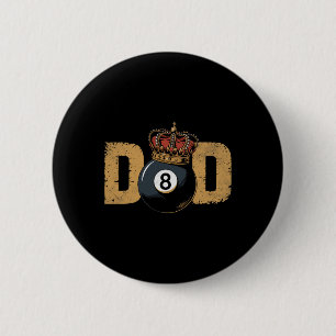 Dad Billiards Fathers Day Pool Player Retro Vintag 6 Cm Round Badge