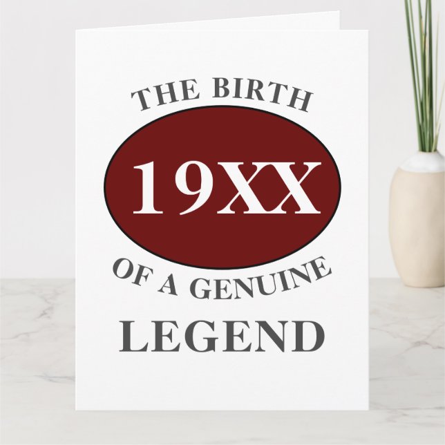 Dad Birthday Add Year Legend Red Black Bold Card (Front)