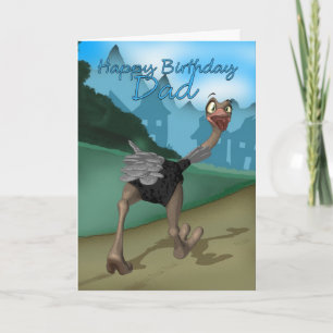 Dad Birthday Card - Cartoon Ostrich - Digital Pain