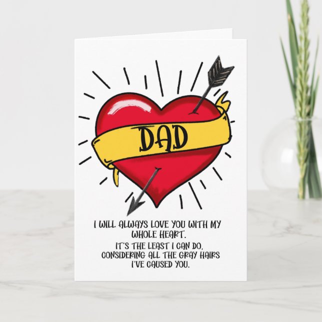 dad birthday card tattoo grey hairs (Front)