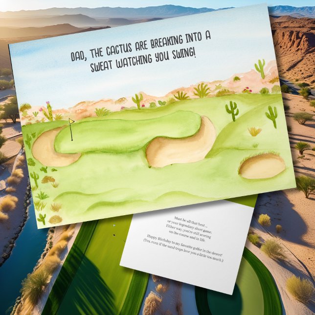 Dad, Birthday Desert Golf Course Watercolor Card (Creator Uploaded)