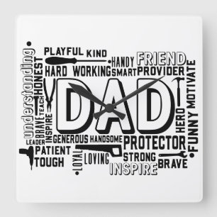 Dad birthday gift father father's day daddy gifts square wall clock