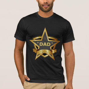 Dad Black and Gold Star Star T-Shirt