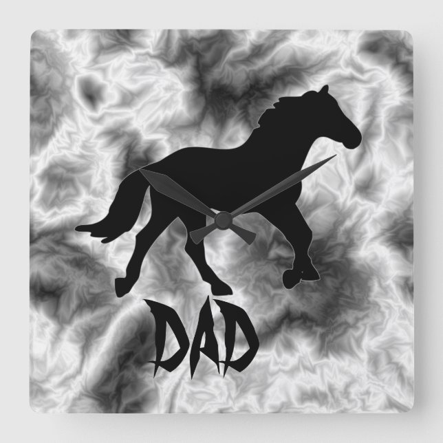 Dad Black And White Smoke Square Wall Clock (Front)