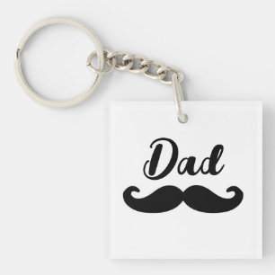Dad black handlebar moustache key ring