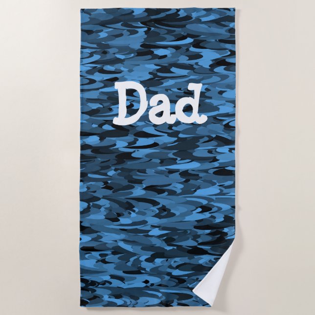 Dad Blue Black Beach Towel (Front)