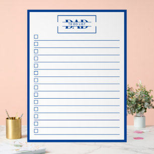 Dad Blue Monogram 18" x 24" To Do List Dry Erase Acrylic Sign