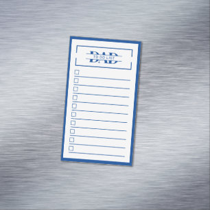 Dad Blue Monogram 2" x 3.5" To Do List Dry Erase Magnetic Business Card