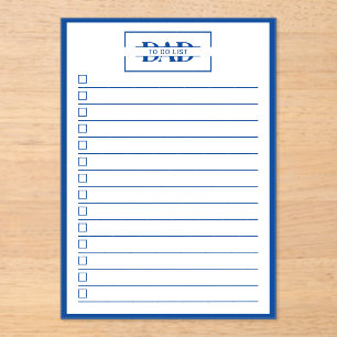Dad Blue Monogram 5" x 7" To Do List Dry Erase Acrylic Invitations