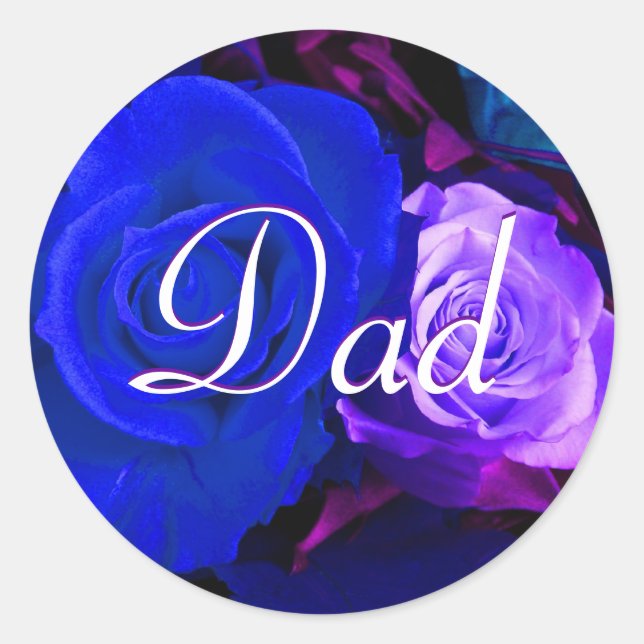Dad Blue Purple Rose Sticker (Front)