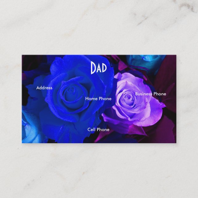 Dad Blue Purple Roses Profile Card (Front)