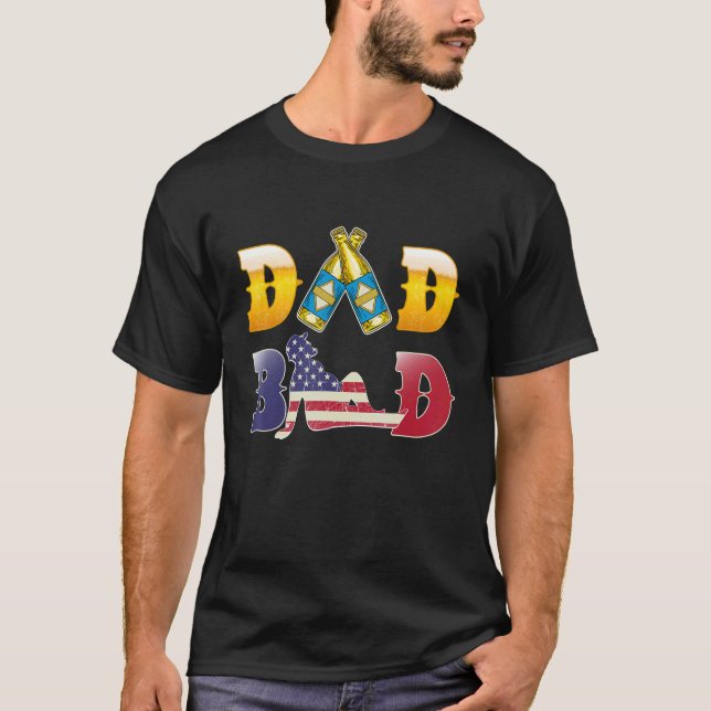 Dad Bod Father Figure Beer and USA Flag  Father's  T-Shirt (Front)