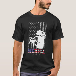 Dad Bod Merica Us American Flag Fat Party Drinking T-Shirt