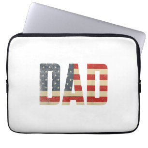 Dad Bold Patriotic American Flag Father’s Day Dad Laptop Sleeve